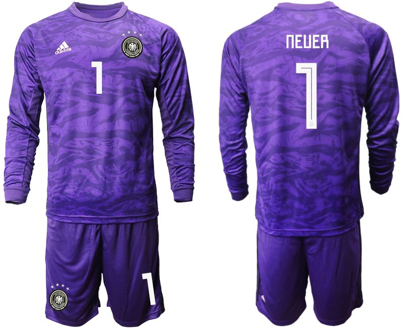 Men 2019-2020 Season National Team Germany purple long sleeved Goalkeeper #1 Soccer Jersey